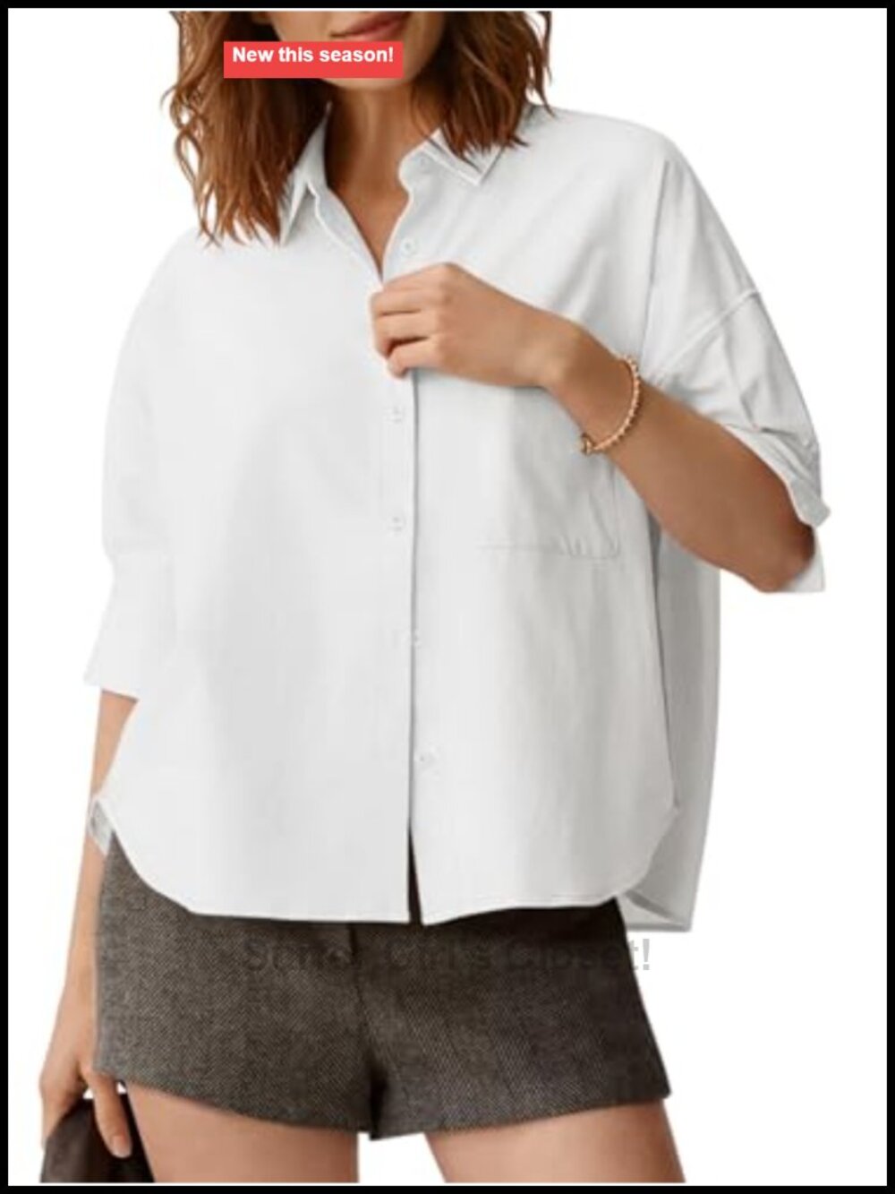 Women's Button Down Shirt Half Sleeve V Neck Business Casual Blouse